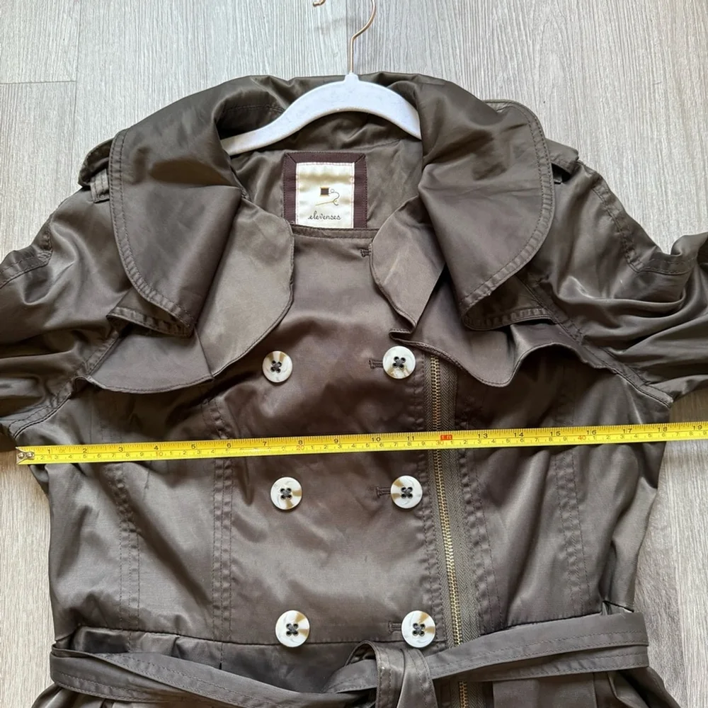 Elevenses Brown Trench Coat Size S Fall Minimalist Casual Chic Business - Picture 6 of 16